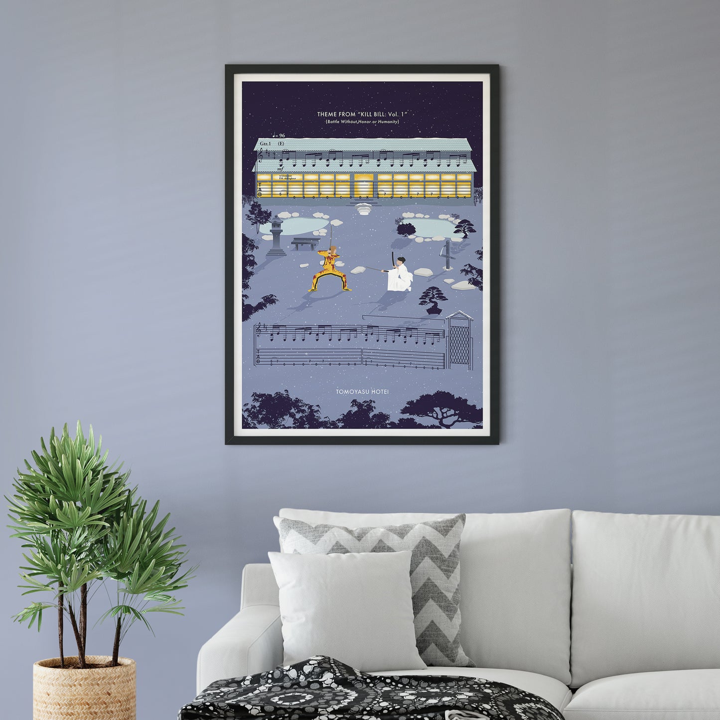 Kill Bill Sheet Music Poster - Battle Without Honor or Humanity Print - Tomoyasu Hotei Song Notes Wall Art - Movie Soundtrack Gift