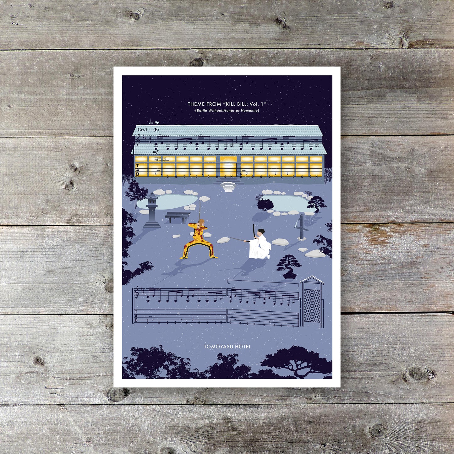 Kill Bill Sheet Music Poster - Battle Without Honor or Humanity Print - Tomoyasu Hotei Song Notes Wall Art - Movie Soundtrack Gift