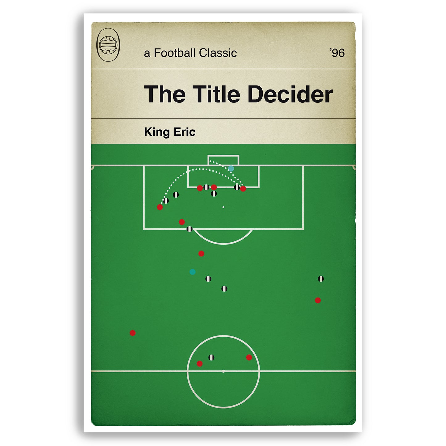 Manchester United goal v Newcastle - The Title Decider - Eric Cantona Print - Classic Book Cover Poster - Football Gift (Various Sizes)