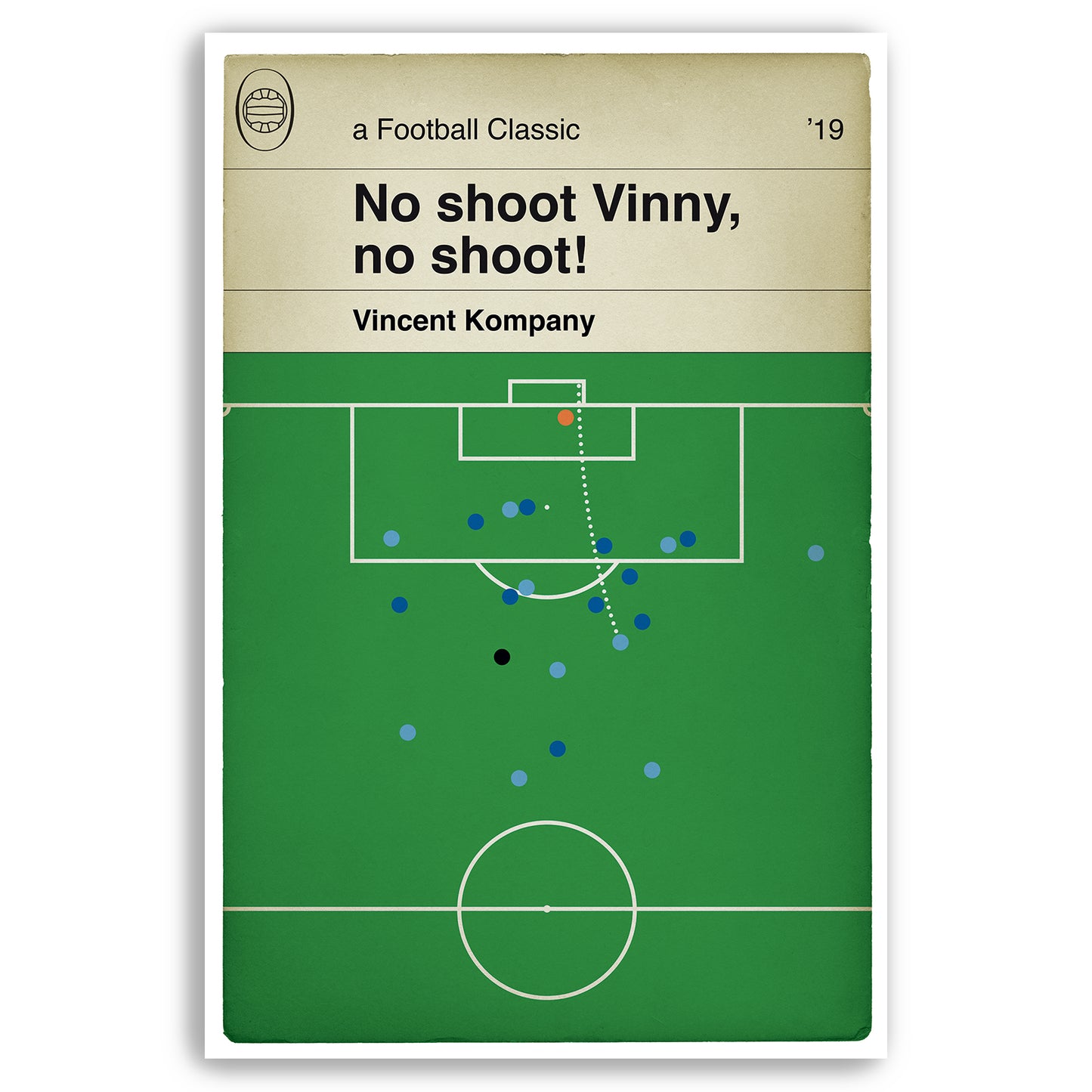 Vincent Kompany Goal v Leicester City in 2019 - Manchester City Winner - No Shoot Vinny - Book Cover Print - Football Gift (Various Sizes)