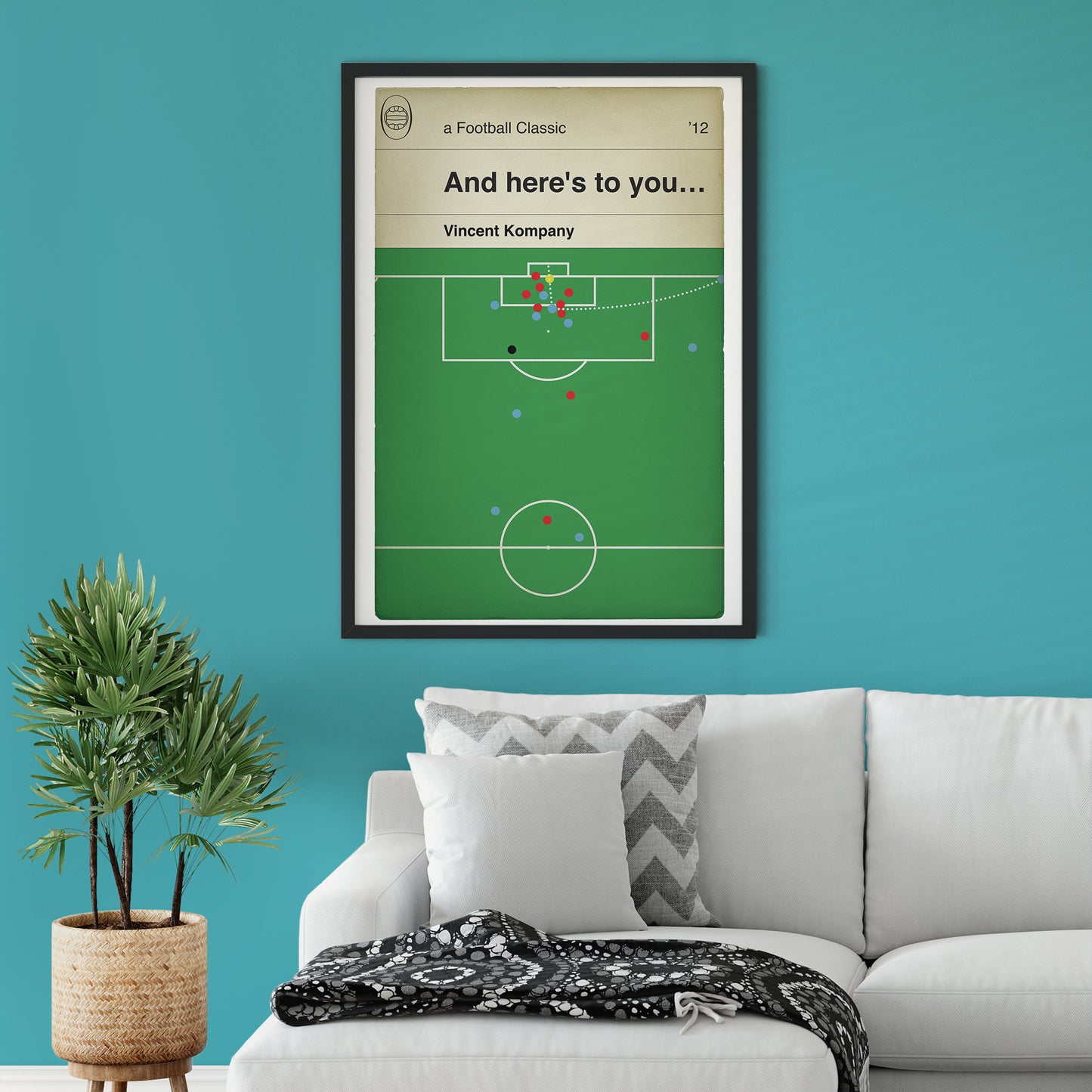 Manchester City goal v Man Utd in 2012 - Vincent Kompany header - Here's to you - Classic Book Cover Print - Football Gift (Various Sizes)