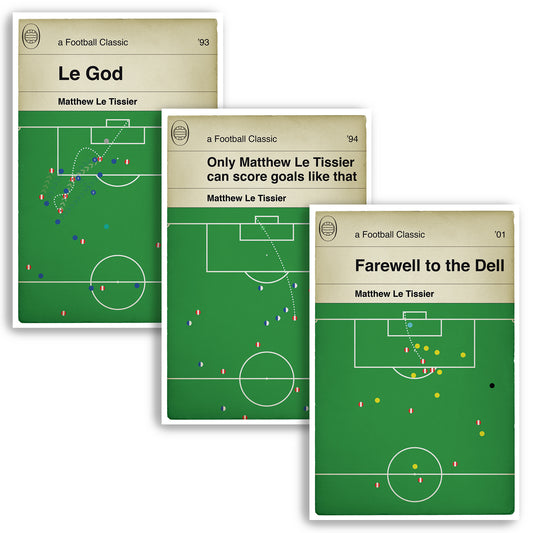 Matthew Le Tissier Classic Southampton Goals Collection - Set of 3 Prints - Le God - Football Gift - Book Cover Posters (Various Sizes)
