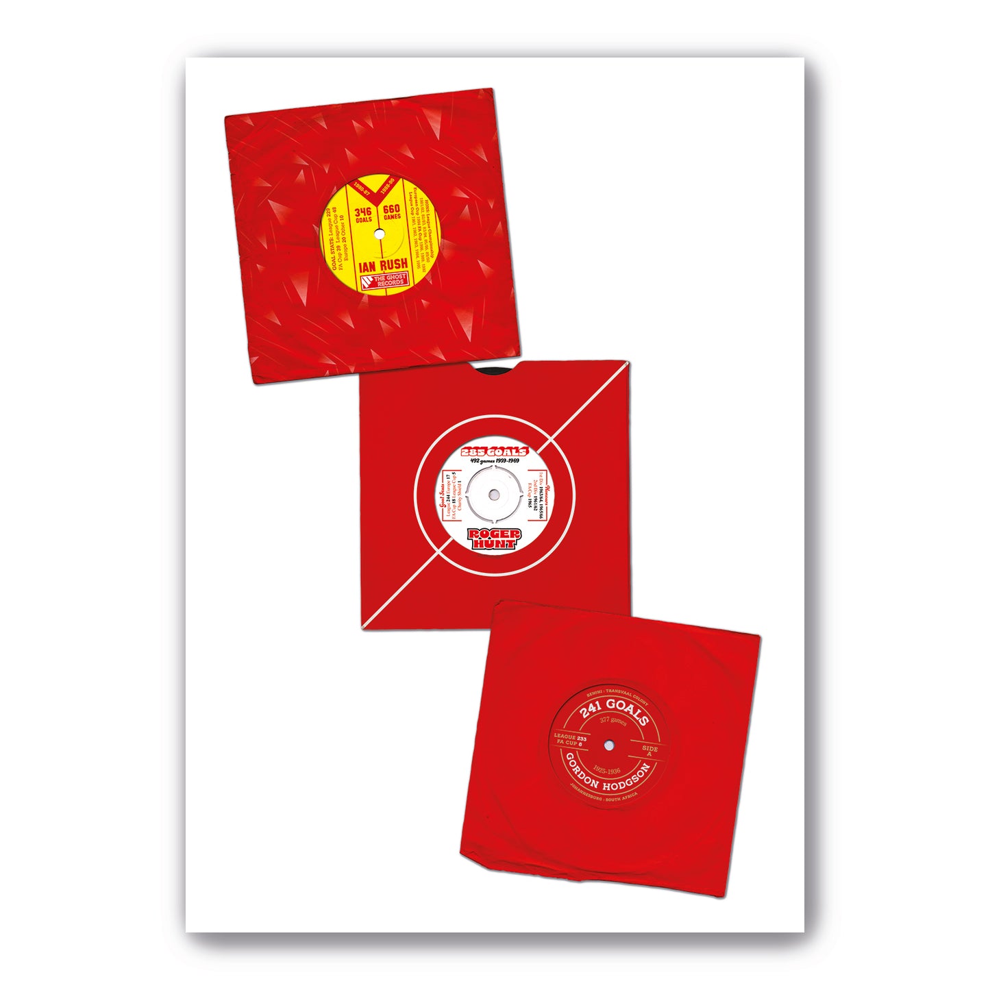 Liverpool Record Goalscorers - Top 3 Players - Ian Rush - Roger Hunt - Gordon Hodgson - 7 Inch Single - 45 RPM - Vinyl Record - Football Poster (Various Sizes)