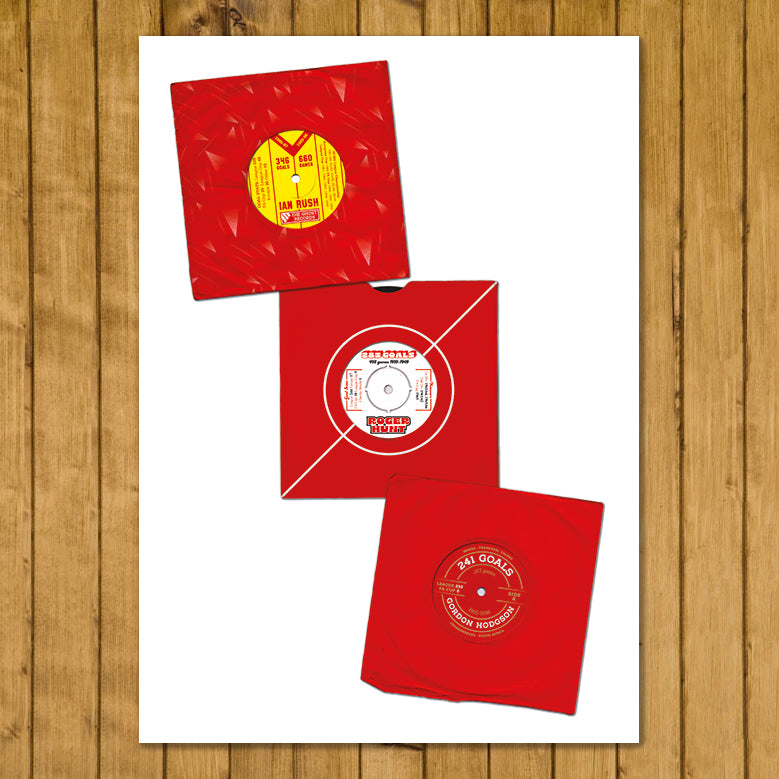 Liverpool Record Goalscorers - Top 3 Players - Ian Rush - Roger Hunt - Gordon Hodgson - 7 Inch Single - 45 RPM - Vinyl Record - Football Poster (Various Sizes)