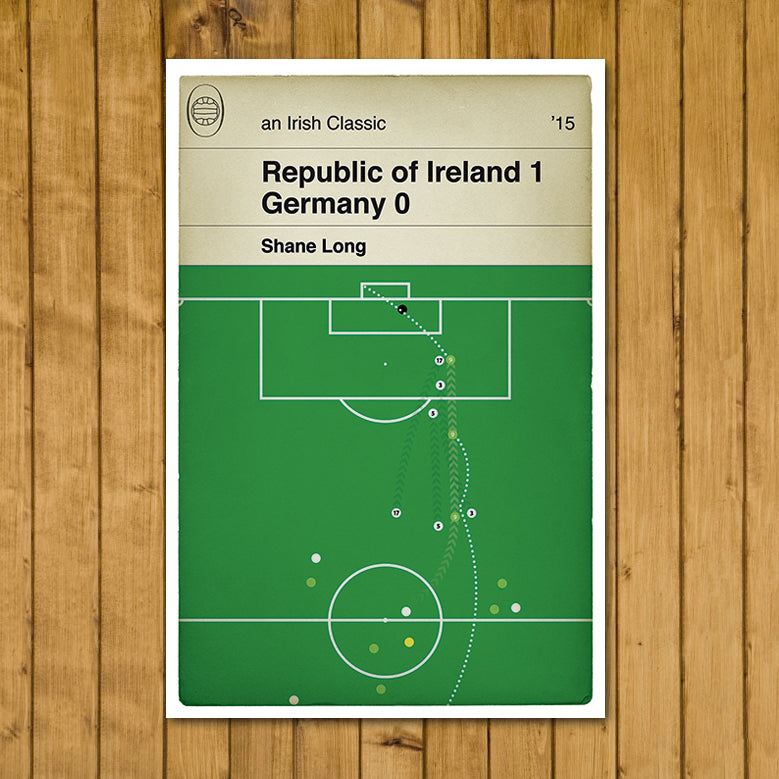 Republic of Ireland 1 Germany 0 - Shane Long winning goal - Euro Qualifier 2015 - Classic Book Cover - Football Gift (Various Sizes)