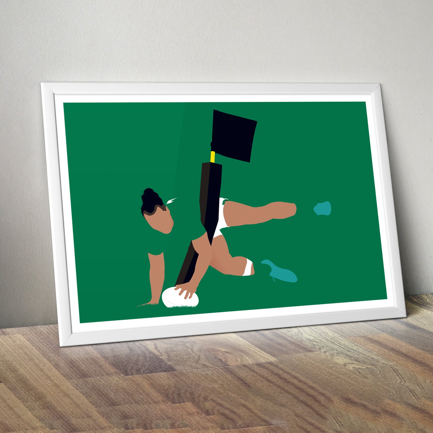 James Lowe Try - Ireland 32 France 19 - Six Nations 2023 - Minimal Rugby Union Poster (Various Sizes)