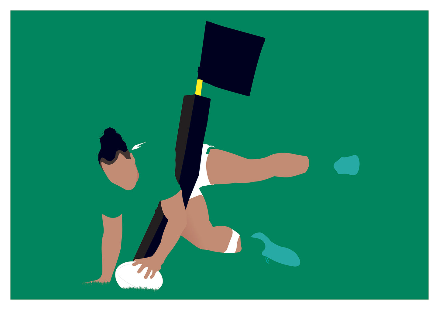 James Lowe Try - Ireland 32 France 19 - Six Nations 2023 - Minimal Rugby Union Poster (Various Sizes)