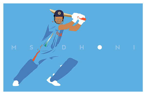 MS Dhoni - India Cricket - Cricket Poster - Minimal Art - Various Sizes