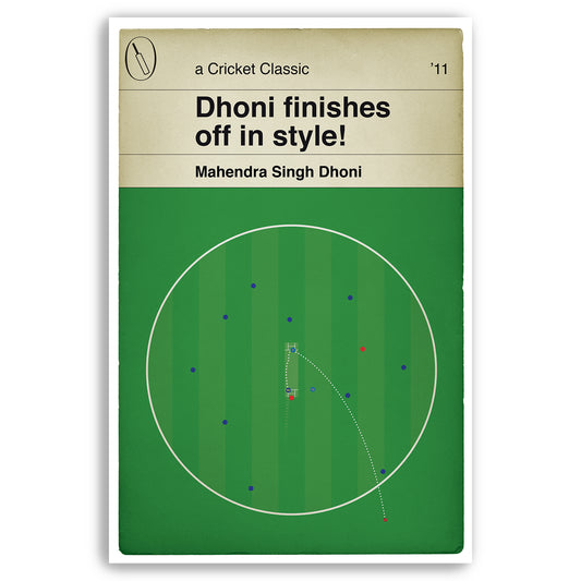 MS Dhoni winning six for India v Sri Lanka - World Cup Final 2011 - Cricket Print - Book Cover Poster (Various Sizes)