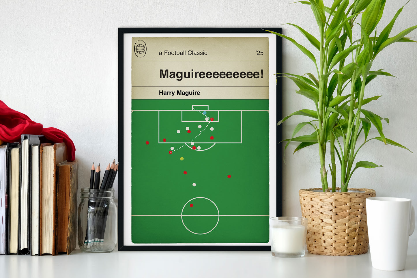 Harry Maguire Winner - Manchester United 5 Lyon 4 (7-6 on aggregate) - Europa League Quarter-Final 2025 - Classic Goal Book Cover Print - Football Gift (Various Sizes)