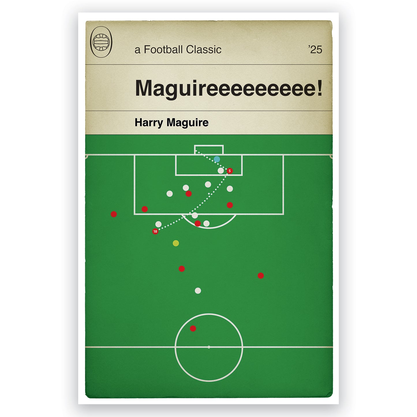 Harry Maguire Winner - Manchester United 5 Lyon 4 (7-6 on aggregate) - Europa League Quarter-Final 2025 - Classic Goal Book Cover Print - Football Gift (Various Sizes)