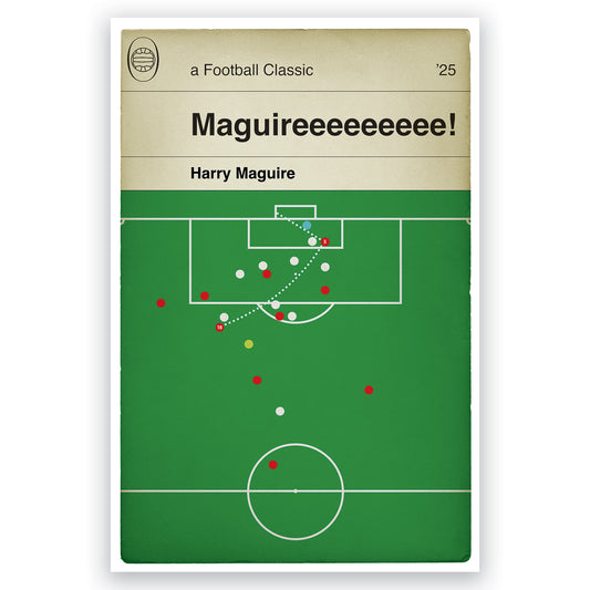 Harry Maguire Winner - Manchester United 5 Lyon 4 (7-6 on aggregate) - Europa League Quarter-Final 2025 - Classic Goal Book Cover Print - Football Gift (Various Sizes)