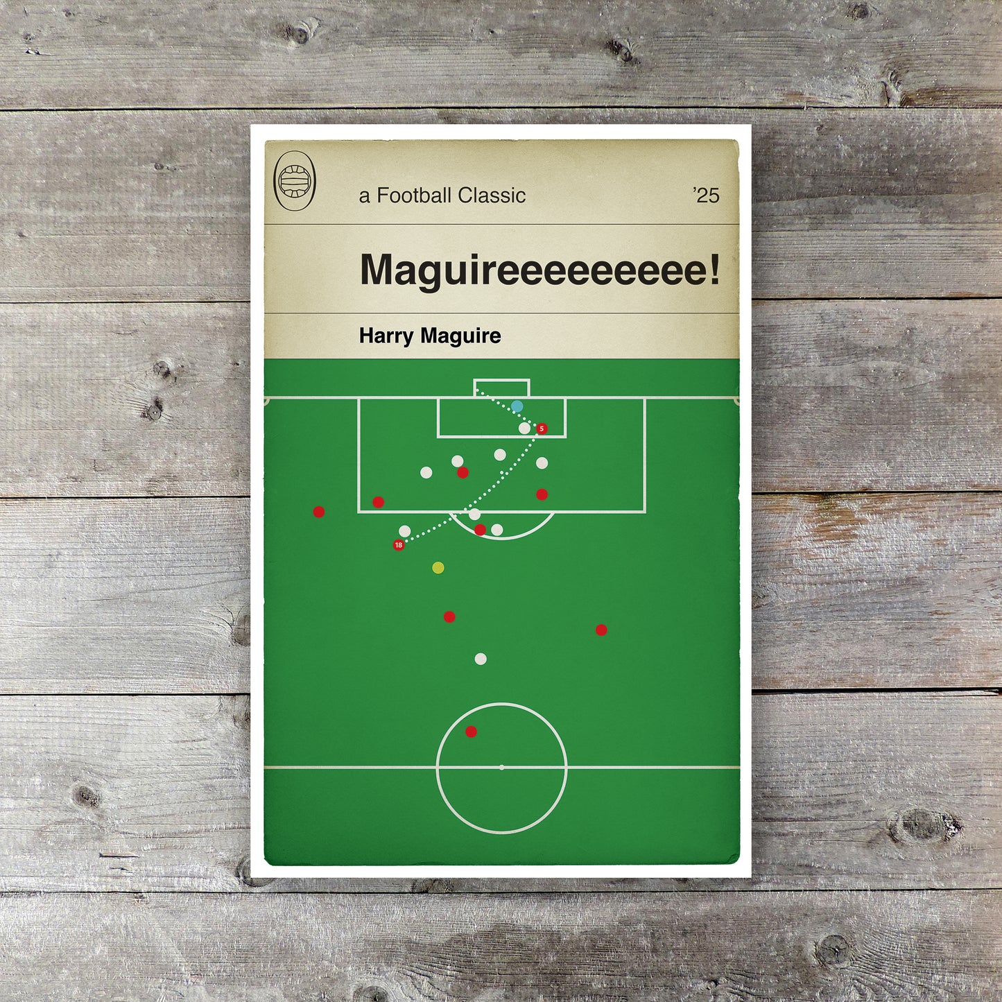 Harry Maguire Winner - Manchester United 5 Lyon 4 (7-6 on aggregate) - Europa League Quarter-Final 2025 - Classic Goal Book Cover Print - Football Gift (Various Sizes)