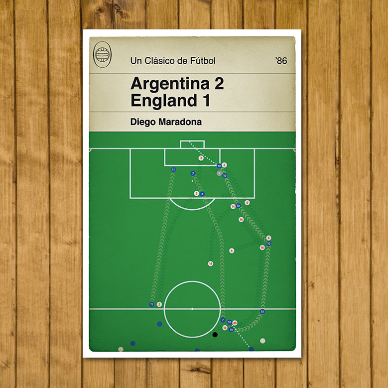 Diego Maradona Goal - Argentina 2 England 1 - World Cup 1986 - Goal of the Century - Goal Poster - Regalo de fútbol (Various Sizes)