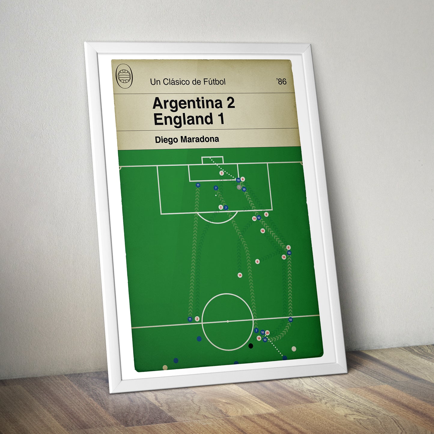 Diego Maradona Goal - Argentina 2 England 1 - World Cup 1986 - Goal of the Century - Goal Poster - Regalo de fútbol (Various Sizes)