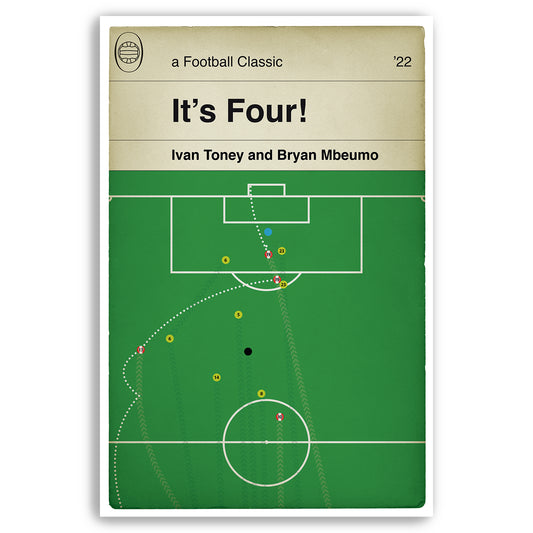 Brentford Goal - Bryan Mbeumo v Man Utd - Brentford 4 Manchester United 0 - Toney Pass - Premier League 2022 - Book Poster (Various Sizes)