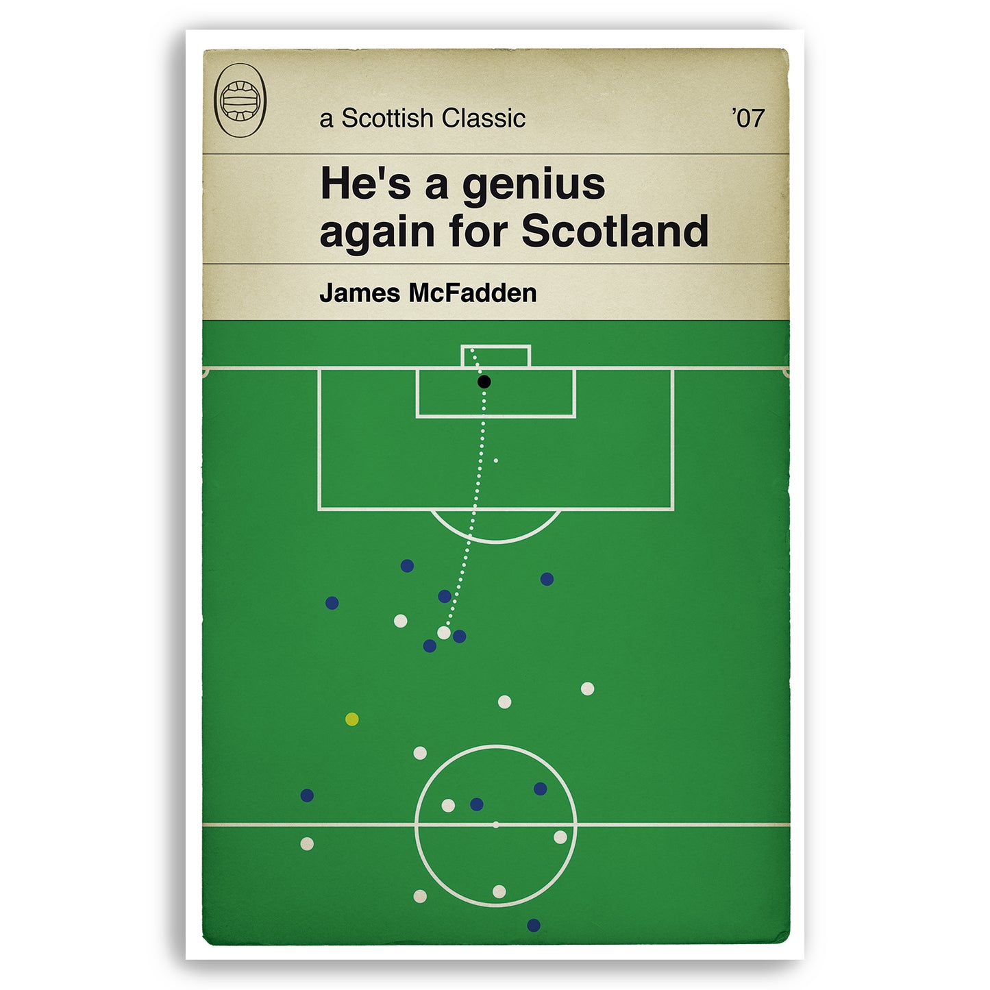 James McFadden goal for Scotland v France - Euro 2008 Qualifier - Football Print - Classic Book Cover Poster - Football Gift (Various Sizes)