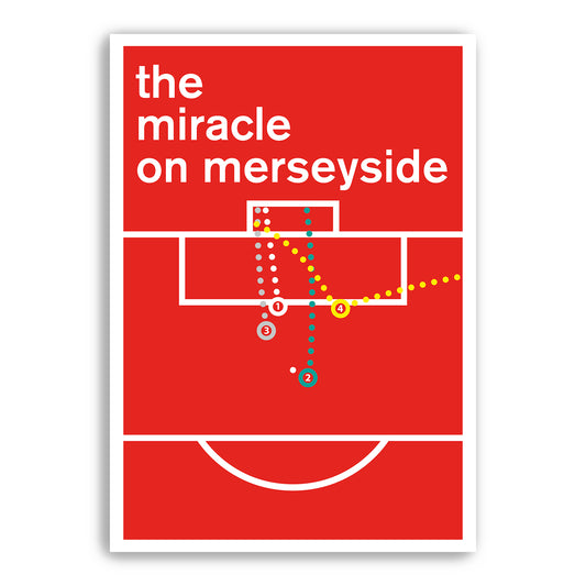 All four Liverpool goals v Barcelona - The Miracle on Merseyside - Football Poster - Swiss Style Print - UCL Semi Final 2019 (Various Sizes)