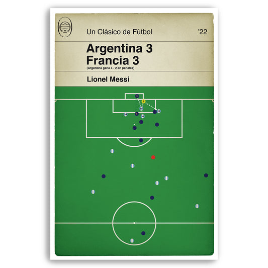 Argentina 3 Francia 3 - World Cup Final 2022 - Scoreline Edition - Lionel Messi Second Goal in the Final - Regalo de fútbol (Various Sizes)