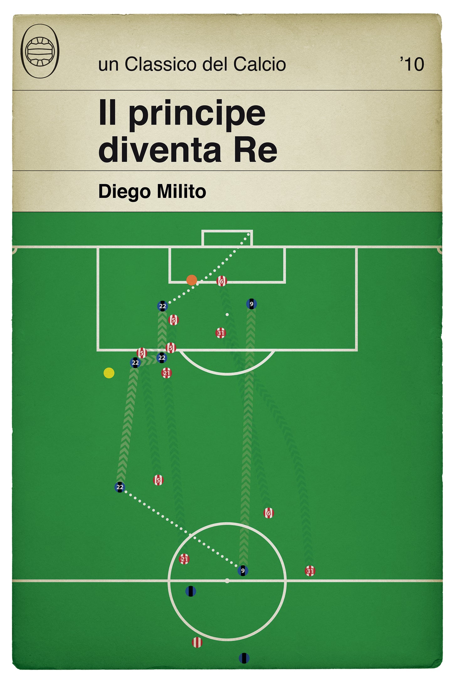 Diego Milito goal v Bayern Munich - Inter Milan 2 Bayern Munich 0 - Champions League Final 2010 - Book Cover Print (Various Sizes)