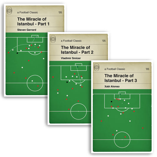Liverpool goals v Milan - The Miracle of Istanbul - Football Poster Set - Classic Book Cover Prints - Set of 3 (Various Sizes)