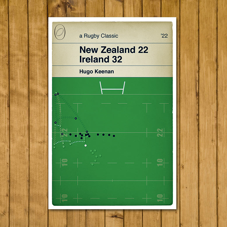 Hugo Keenan Try - New Zealand 22 Ireland 32 - Ireland win series in New Zealand 2 - 1 - Classic Book Cover Poster (Various Sizes)