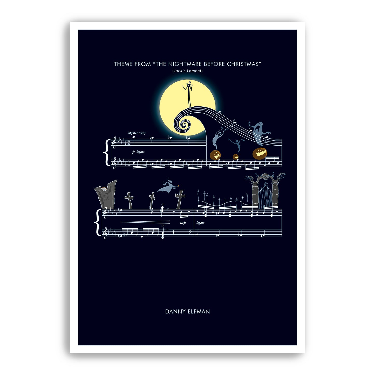 The Nightmare Before Christmas - Jack's Lament - Theme by Danny Elfman - Movie Classics Poster - Tim Burton - Soundtrack (Various Sizes)