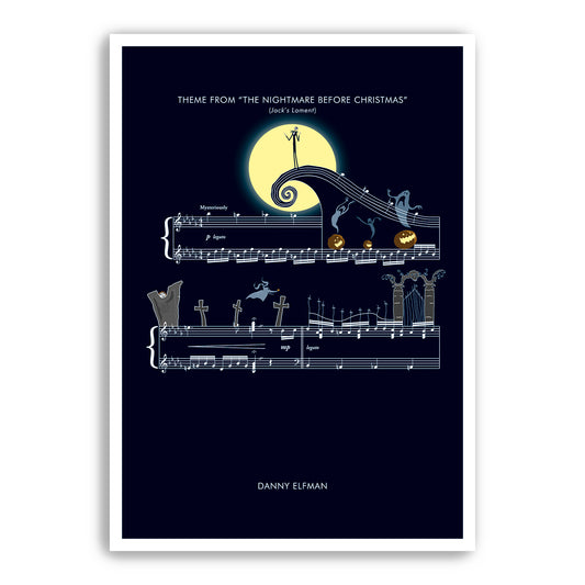 The Nightmare Before Christmas - Jack's Lament - Theme by Danny Elfman - Movie Classics Poster - Tim Burton - Soundtrack (Various Sizes)