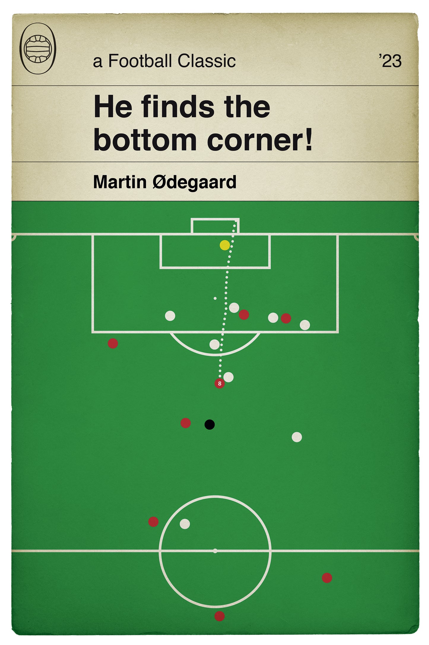 Martin Odegaard Goal - Tottenham 0 Arsenal 2 - Premier League 2023 - Classic Football Book Cover Print (Various sizes)