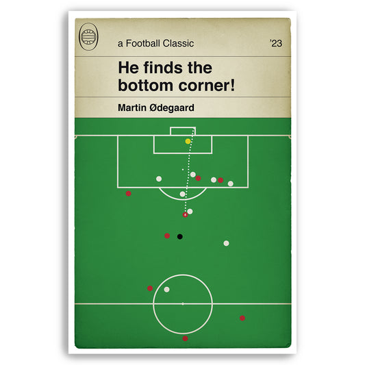 Martin Odegaard Goal - Tottenham 0 Arsenal 2 - Premier League 2023 - Classic Football Book Cover Print (Various sizes)
