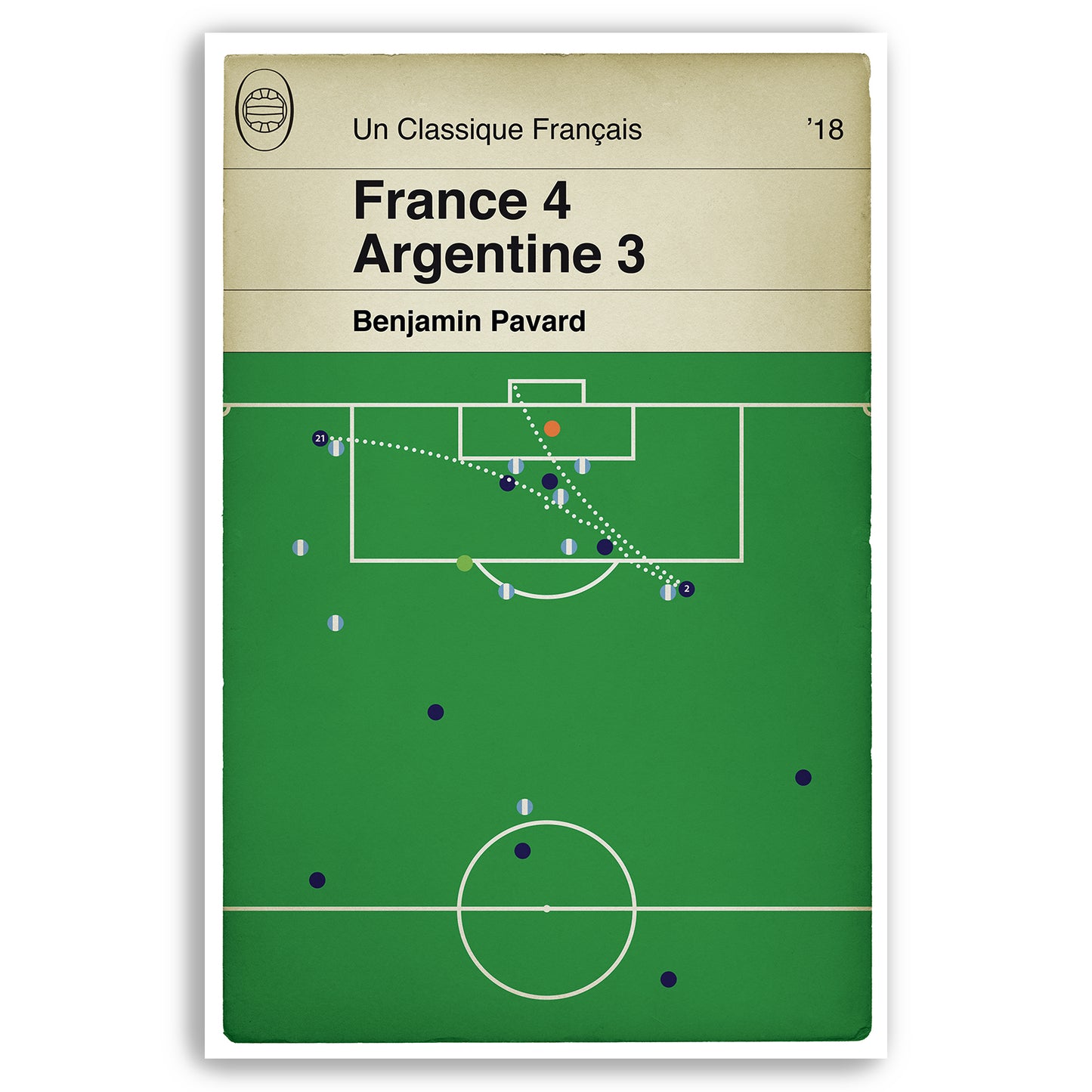 Benjamin Pavard Goal - France 4 Argentine 3 - Champions du monde de France - Cadeau pour fan de football - Livre classique (Various Sizes)