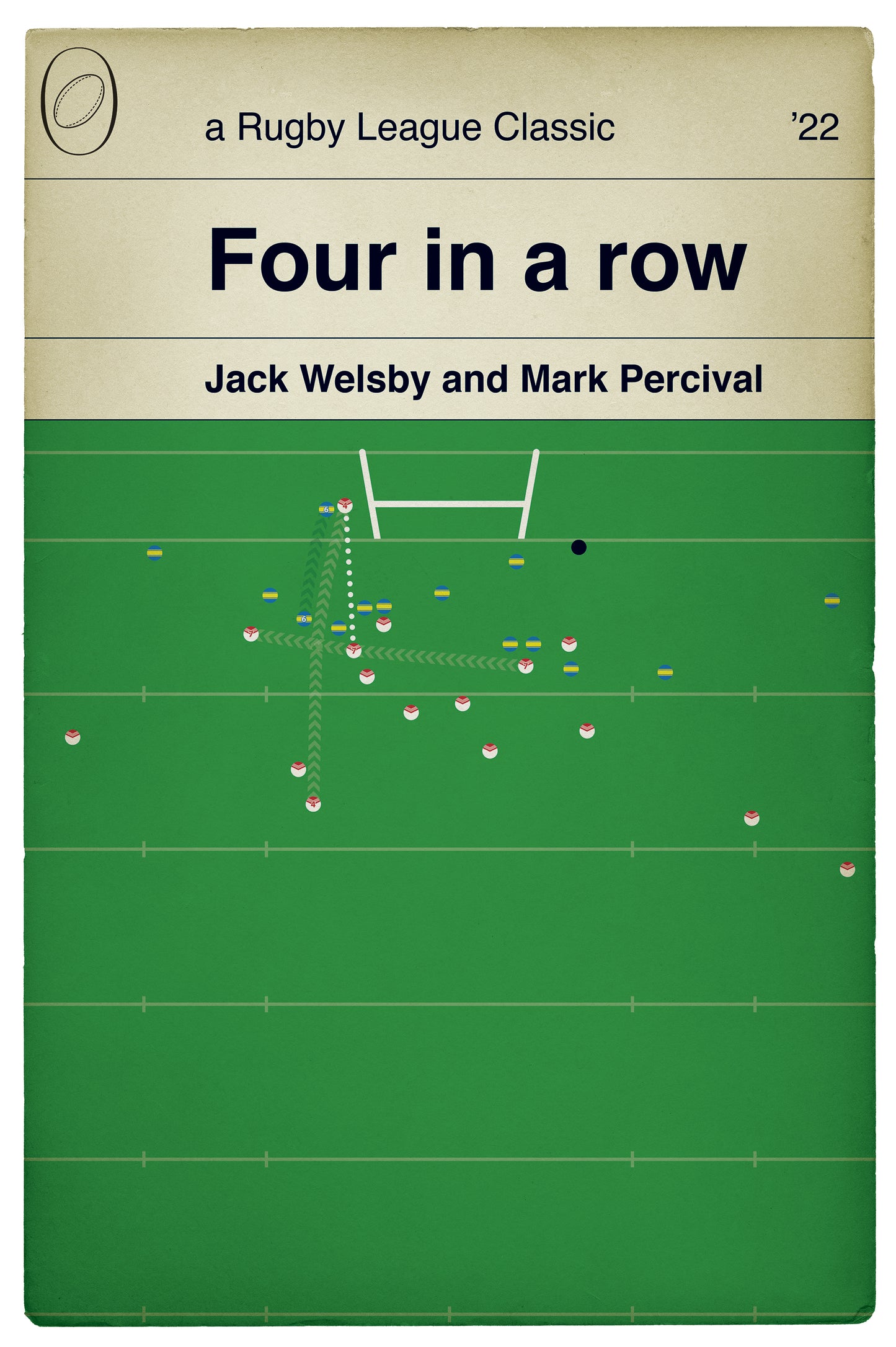 Rugby League - Mark Percival Try - Jack Welsby Kick - St Helens 24 v Leeds Rhinos 12 - Grand Final 2022 - Book Cover Poster (Various Sizes)