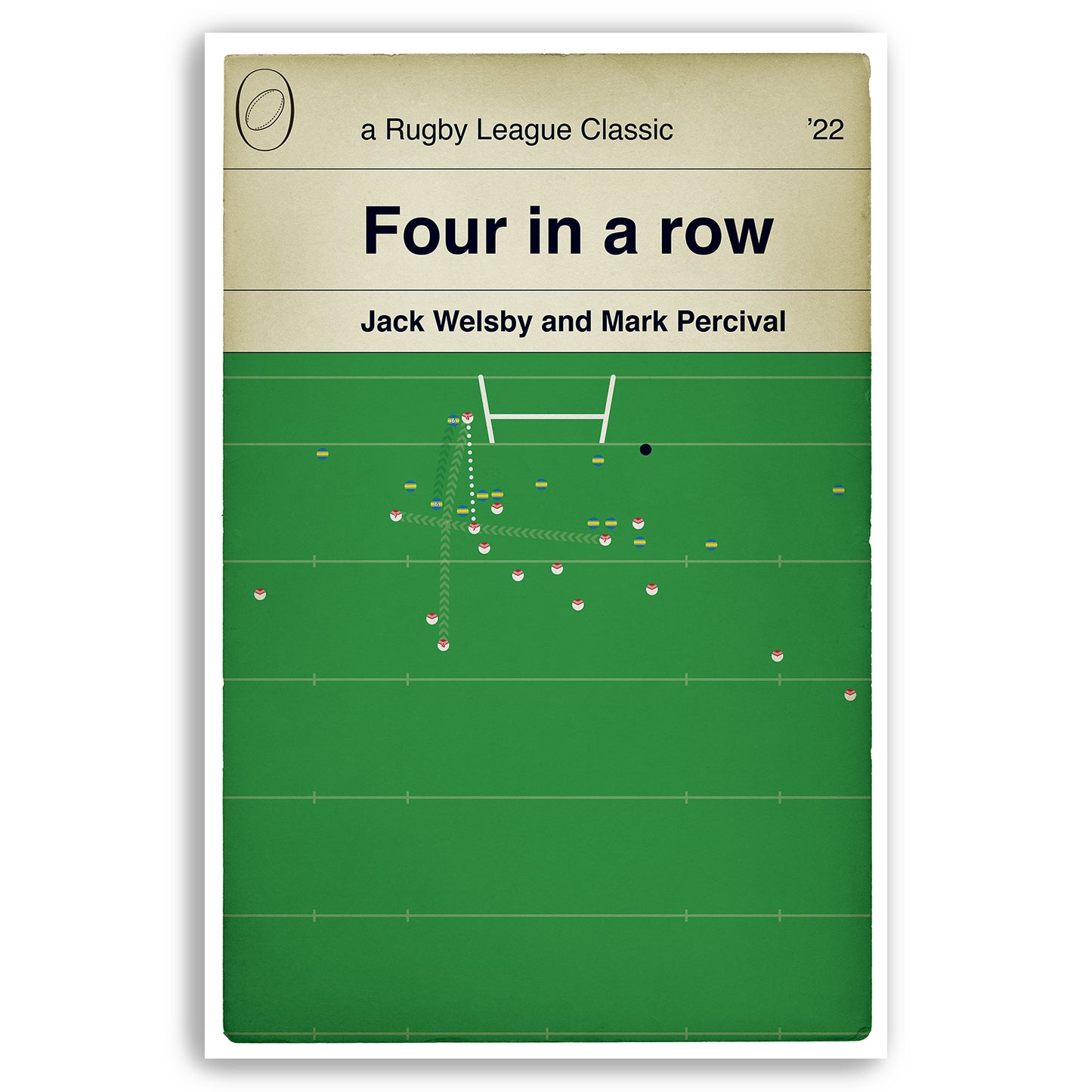 Rugby League - Mark Percival Try - Jack Welsby Kick - St Helens 24 v Leeds Rhinos 12 - Grand Final 2022 - Book Cover Poster (Various Sizes)