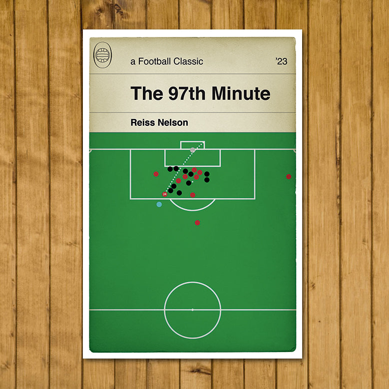 Reiss Nelson Goal - Arsenal 3 Bournemouth 2 - Injury Time Winner - Premier League 2023 - Classic Football Book Cover Print (Various sizes)