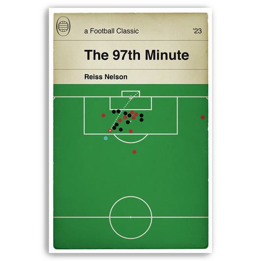 Reiss Nelson Goal - Arsenal 3 Bournemouth 2 - Injury Time Winner - Premier League 2023 - Classic Football Book Cover Print (Various sizes)