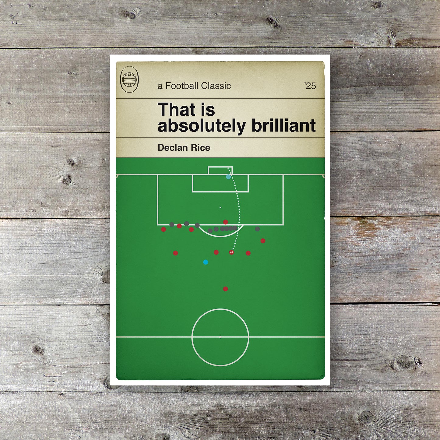 Arsenal 3 Real Madrid 0 - Declan Rice Goal - First Free kick - Champions League Quarter-Final 2025 - Classic Book Cover Goal Print - Wall Decor Poster (Various sizes)