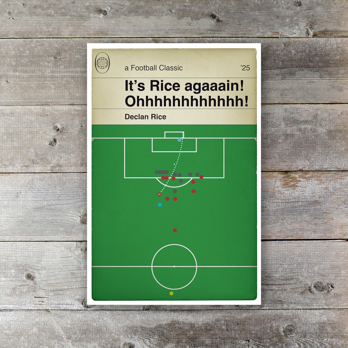 Declan Rice Goal - Second Free kick - Arsenal 3 Real Madrid 0 - Champions League Quarter-Final 2025 - Classic Book Cover Goal Print - Wall Decor Poster (Various sizes)