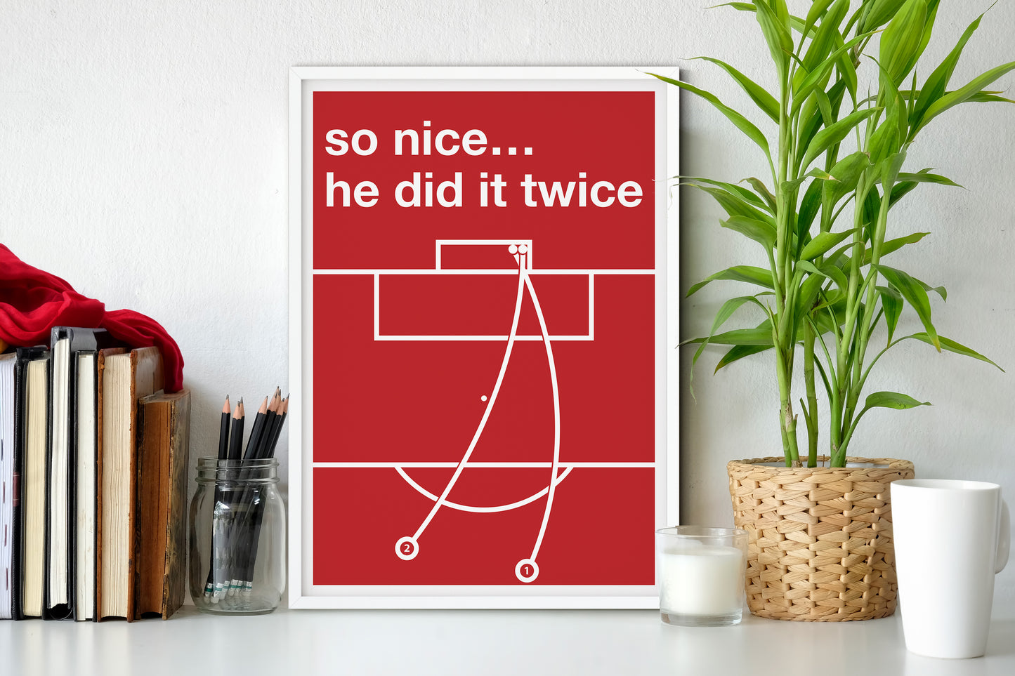 So nice… he did it twice - Declan Rice Goals - Both free-kicks - Arsenal 3 Real Madrid 0 - Champions League Quarter-Final 2025 - Swiss Style Goal Print - Home Decor (Various sizes)