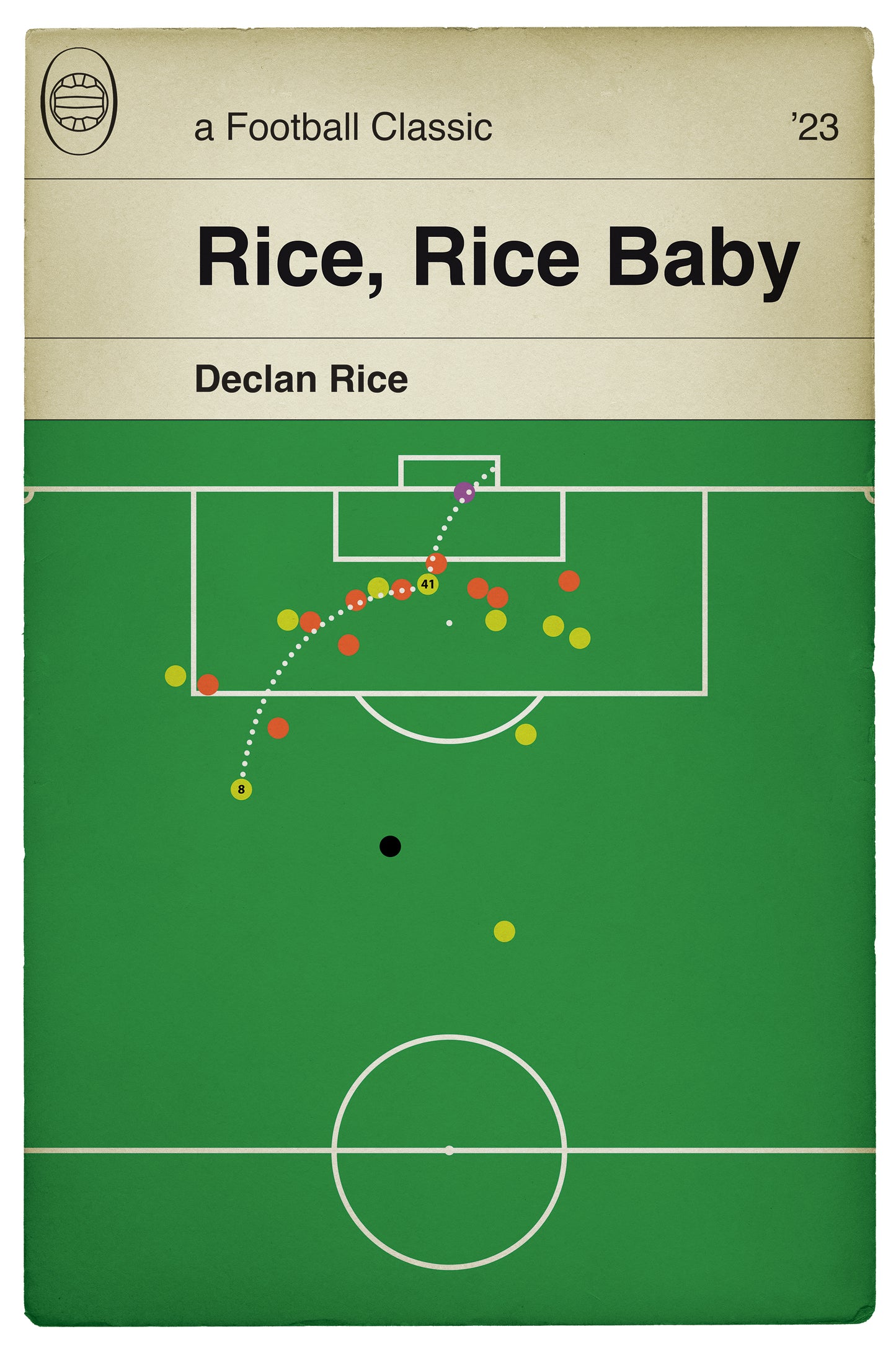 Declan Rice Late Winner v Luton Town in 2023 - Luton Town 3 Arsenal 4 - Rice Rice Baby - Book Cover Print - Football Gift (Various Sizes)