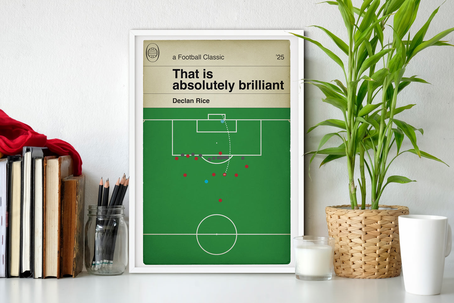 Arsenal 3 Real Madrid 0 - Declan Rice Goal - First Free kick - Champions League Quarter-Final 2025 - Classic Book Cover Goal Print - Wall Decor Poster (Various sizes)
