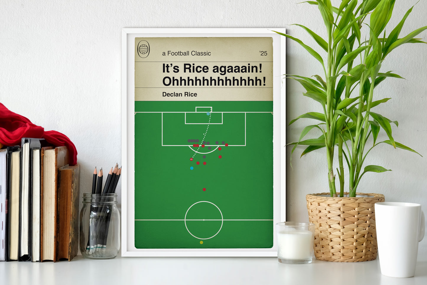 Declan Rice Goal - Second Free kick - Arsenal 3 Real Madrid 0 - Champions League Quarter-Final 2025 - Classic Book Cover Goal Print - Wall Decor Poster (Various sizes)