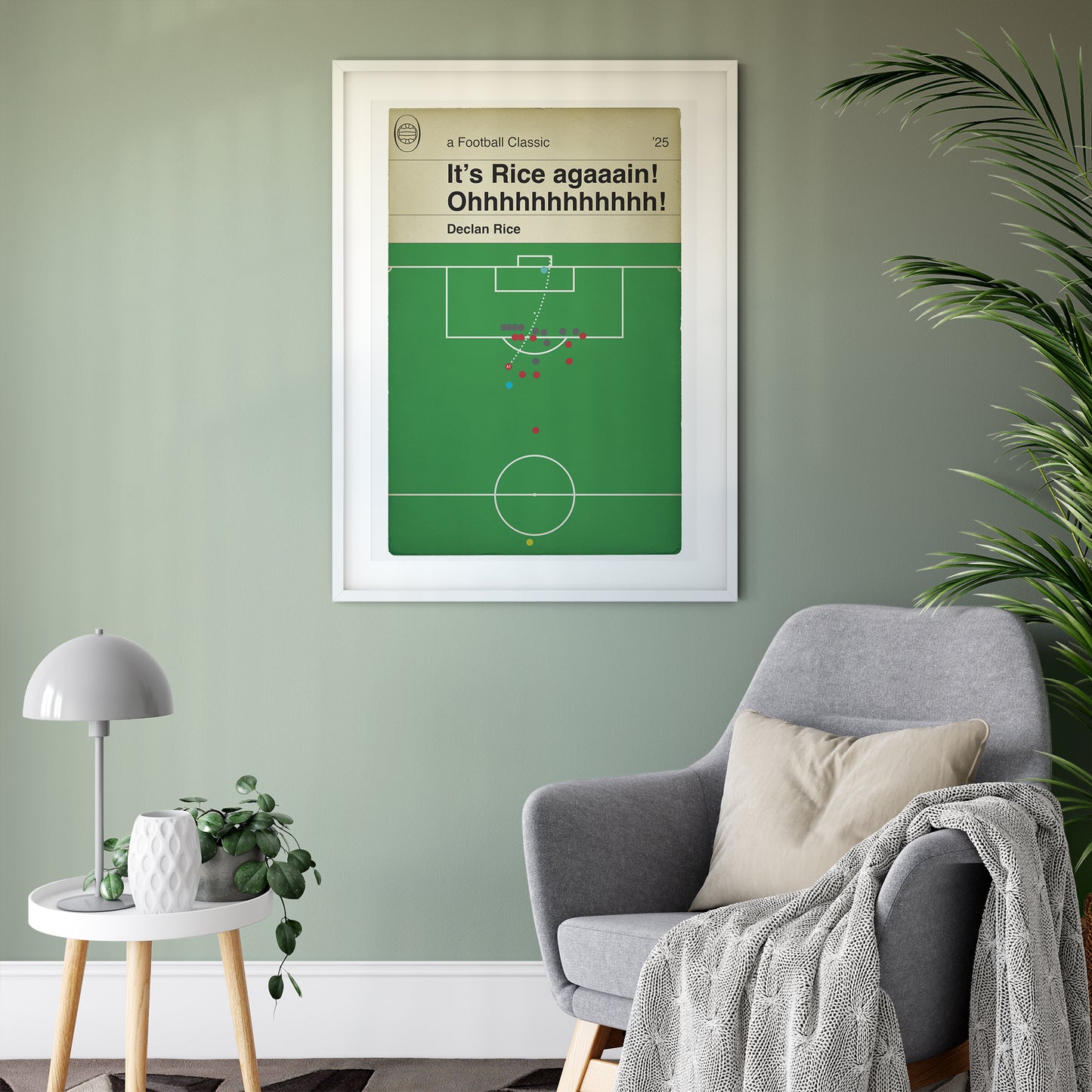 Declan Rice Goal - Second Free kick - Arsenal 3 Real Madrid 0 - Champions League Quarter-Final 2025 - Classic Book Cover Goal Print - Wall Decor Poster (Various sizes)