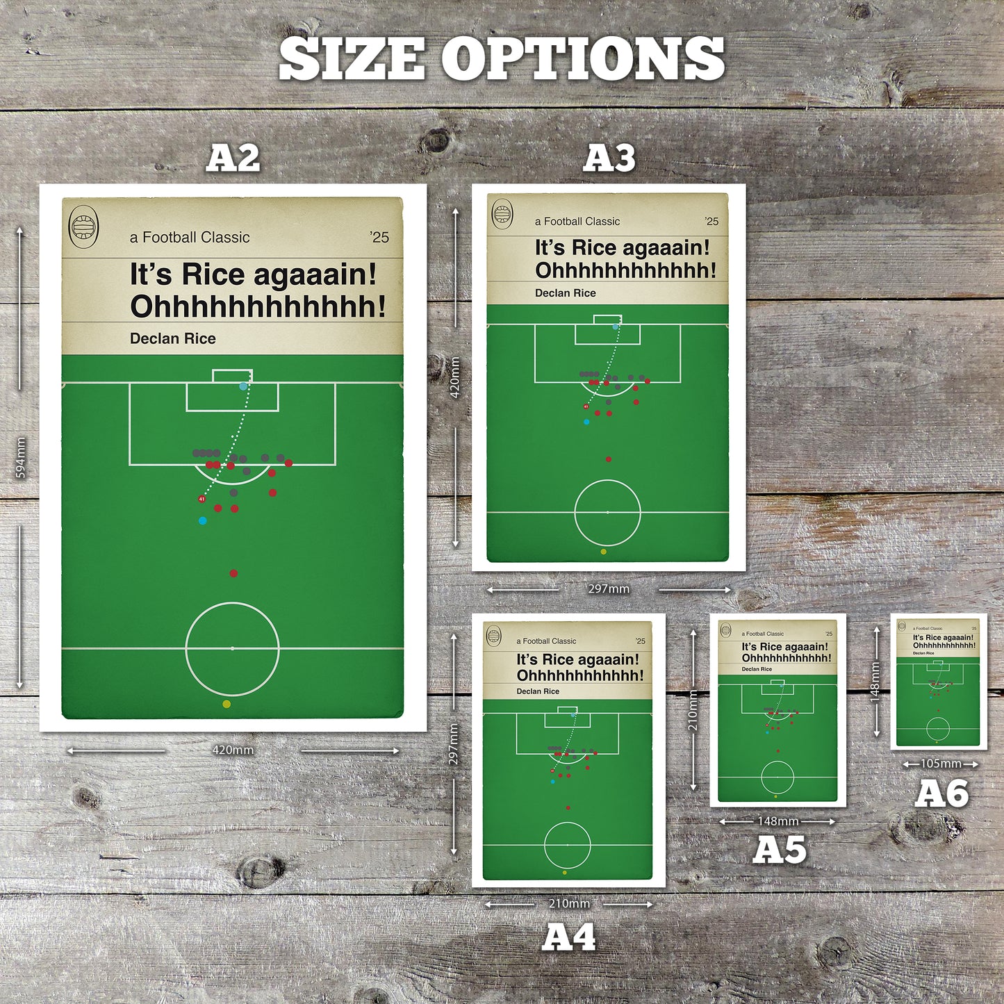 Declan Rice Goal - Second Free kick - Arsenal 3 Real Madrid 0 - Champions League Quarter-Final 2025 - Classic Book Cover Goal Print - Wall Decor Poster (Various sizes)