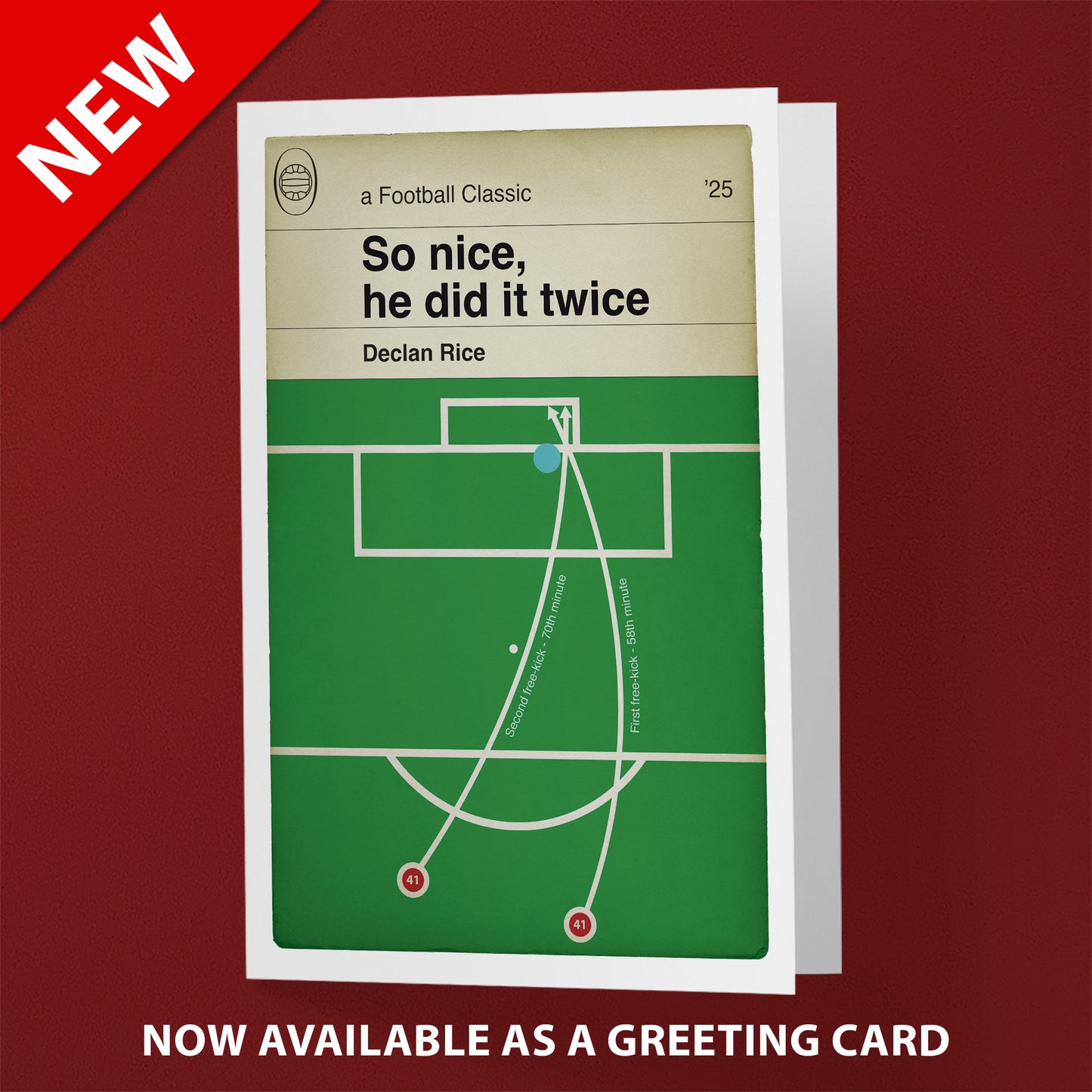 Declan Rice Goals - Both free-kicks - Arsenal 3 Real Madrid 0 - So nice, he did it twice - Champions League Quarter-Final 2025 - Classic Book Cover Goal Print - Wall Decor Poster (Various sizes)