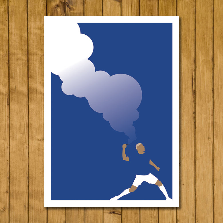 Richarlison Goal Celebration Art - Everton 1 Chelsea 0 - Everton Winner at Goodison Park in 2022 - Blue Smoke Flare - (Various sizes)