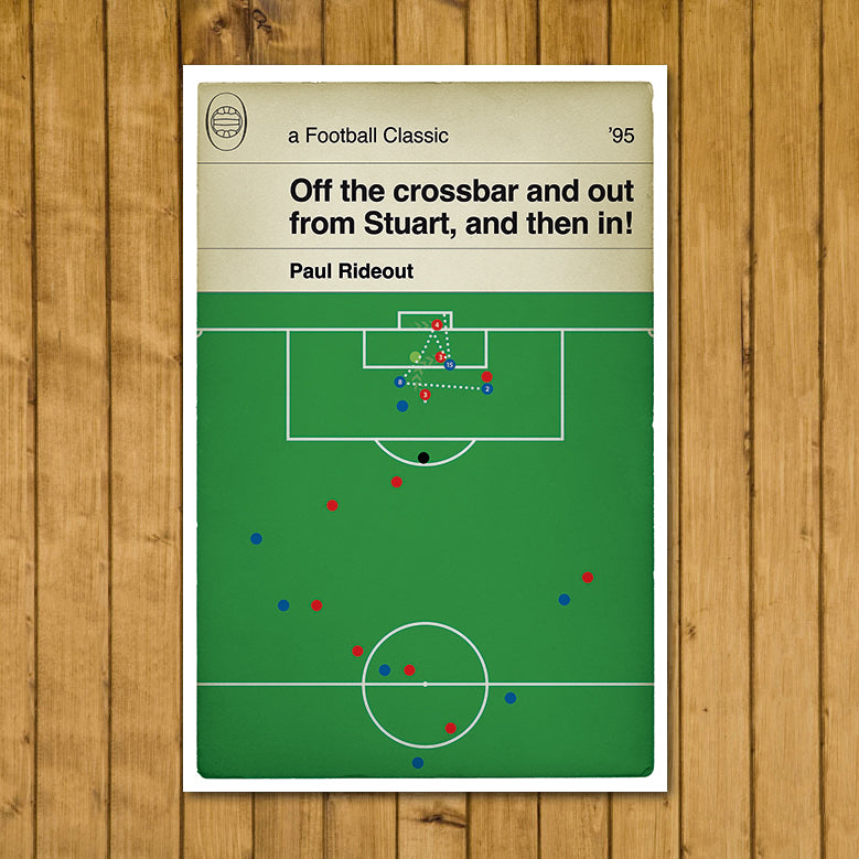 Everton goal in 1995 FA Cup Final - Paul Rideout Winner - Everton 1 Manchester United 0 - Classic Book Cover - Football Goal Poster (Various Sizes)