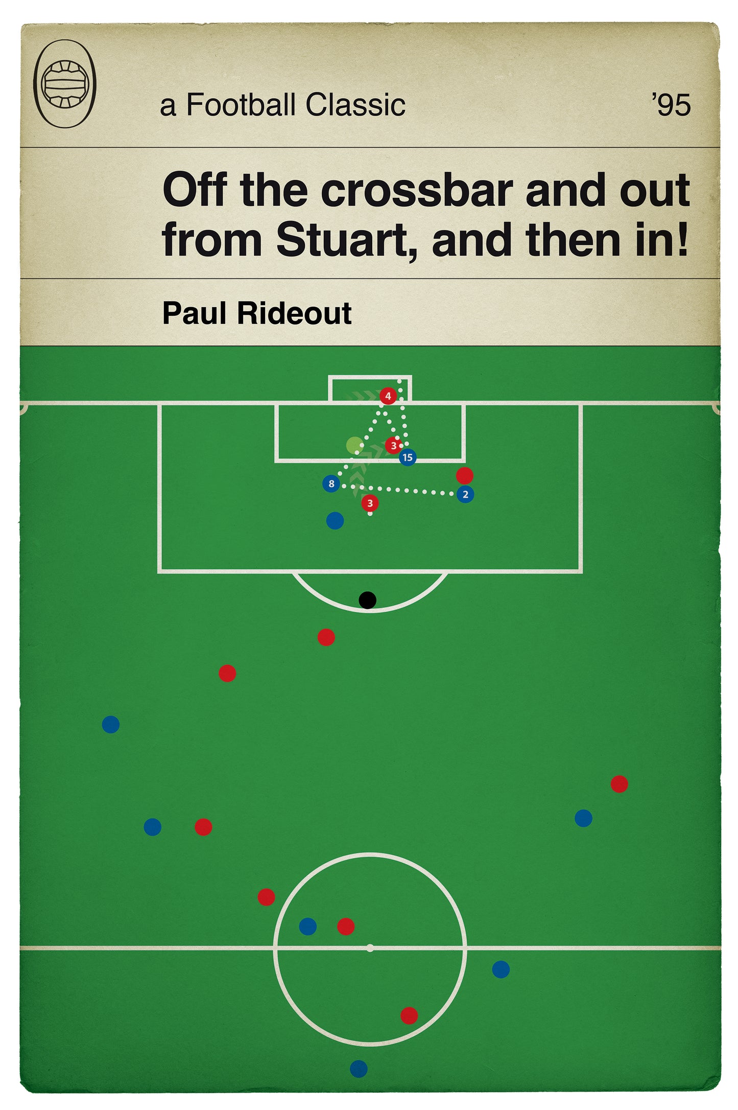 Everton goal in 1995 FA Cup Final - Paul Rideout Winner - Everton 1 Manchester United 0 - Classic Book Cover - Football Goal Poster (Various Sizes)