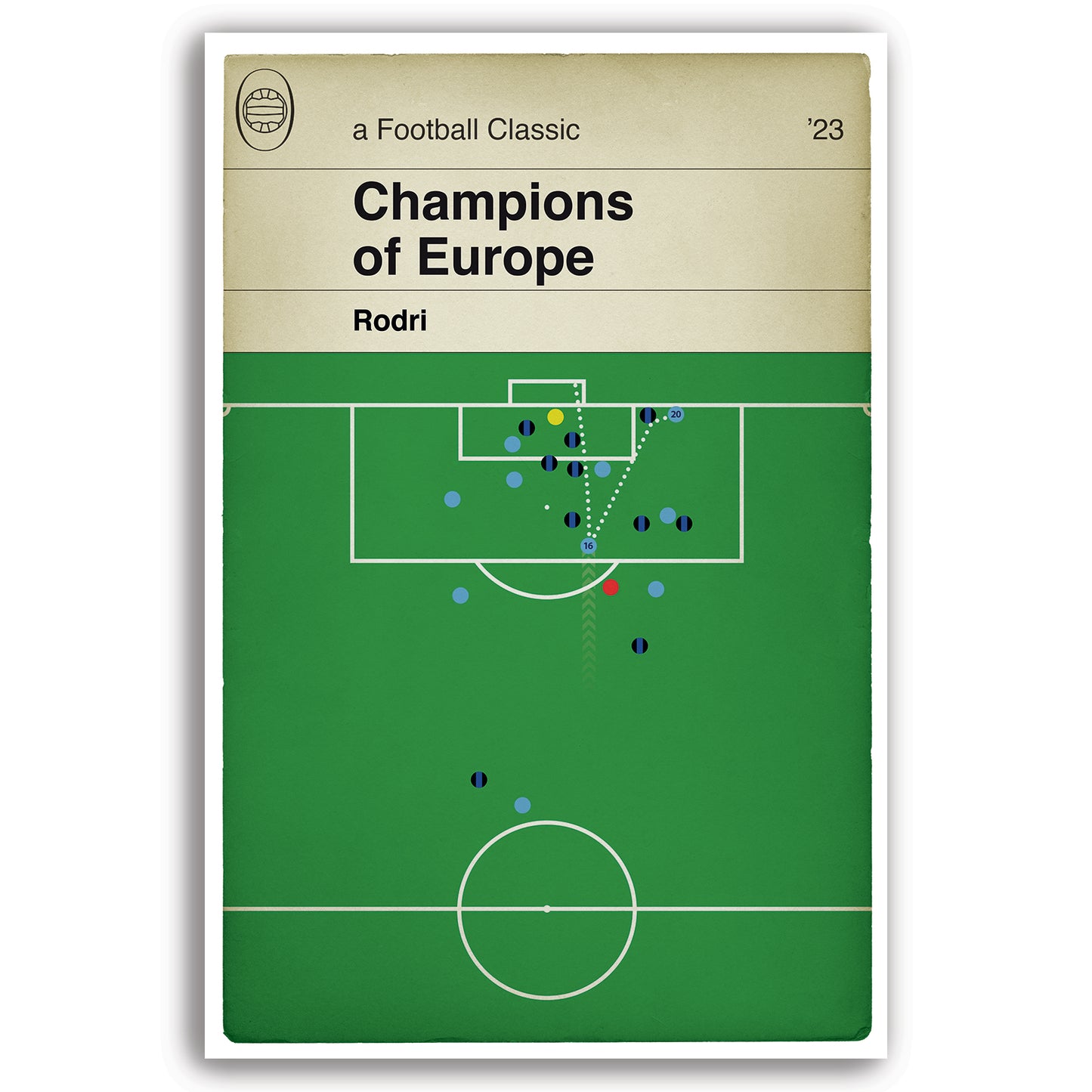 Manchester City winner v Inter Milan - Rodri Goal - Champions League Final 2023 - Man City 1 Inter 0 - Book Cover Print (Various Sizes)