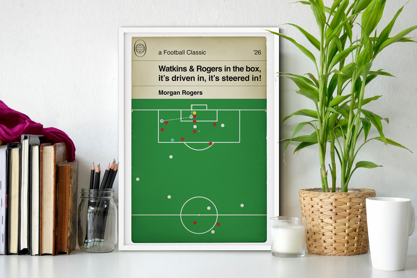Morgan Rogers Goal Poster - Aston Villa Europa League Winners Print - Man Cave Decor