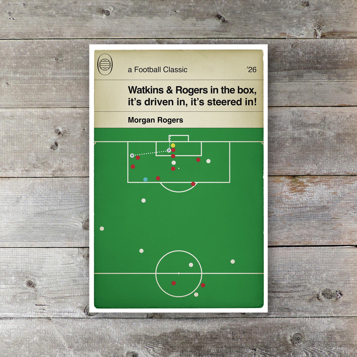 Morgan Rogers Goal Poster - Aston Villa Europa League Winners Print - Man Cave Decor
